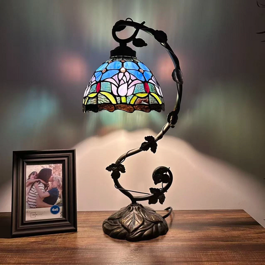 Tiffany-Style Stained Glass Table Lamp | Vintage Bedside Lamp for Home Decor | Handmade Stained Glass Lighting for Living Room & Bedroom