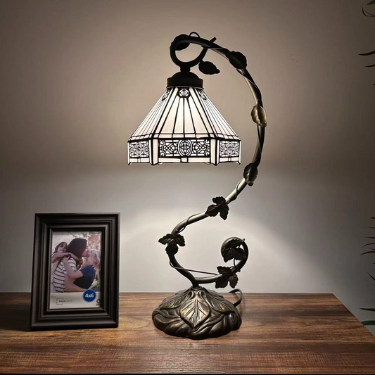 Tiffany-Style Stained Glass Table Lamp | Vintage Bedside Lamp for Home Decor | Handmade Stained Glass Lighting for Living Room & Bedroom