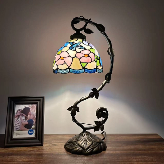 Tiffany-Style Stained Glass Table Lamp | Vintage Bedside Lamp for Home Decor | Handmade Stained Glass Lighting for Living Room & Bedroom