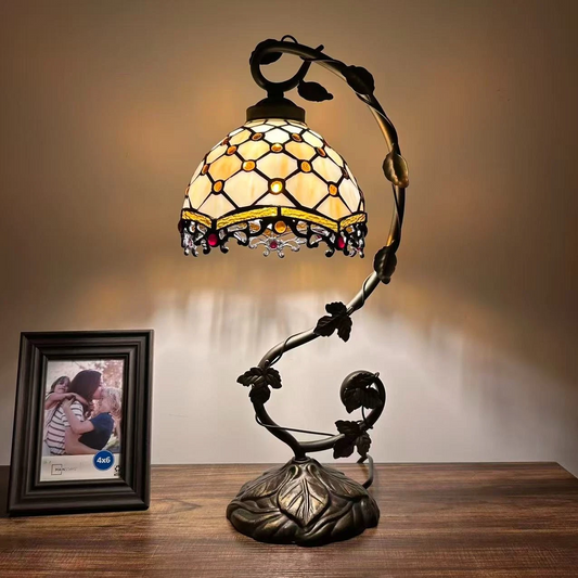 Tiffany-Style Stained Glass Table Lamp | Vintage Bedside Lamp for Home Decor | Handmade Stained Glass Lighting for Living Room & Bedroom