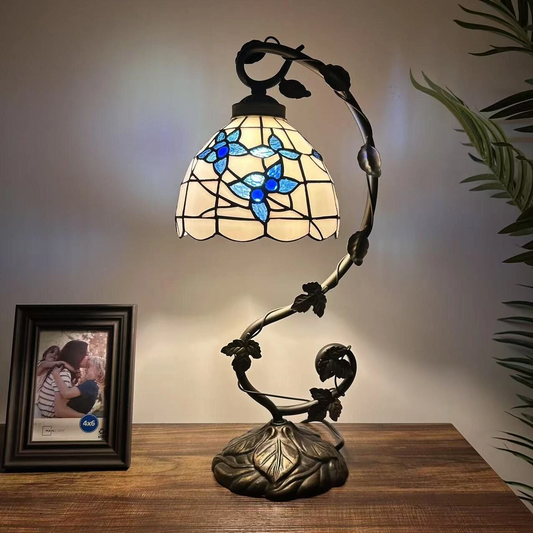 Tiffany-Style Stained Glass Table Lamp | Vintage Bedside Lamp for Home Decor | Handmade Stained Glass Lighting for Living Room & Bedroom