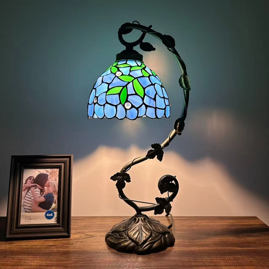 Tiffany-Style Stained Glass Table Lamp | Vintage Bedside Lamp for Home Decor | Handmade Stained Glass Lighting for Living Room & Bedroom