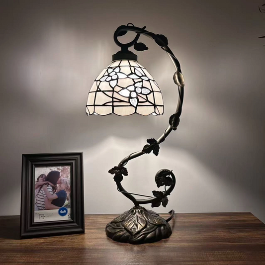 Tiffany-Style Stained Glass Table Lamp | Vintage Bedside Lamp for Home Decor | Handmade Stained Glass Lighting for Living Room & Bedroom