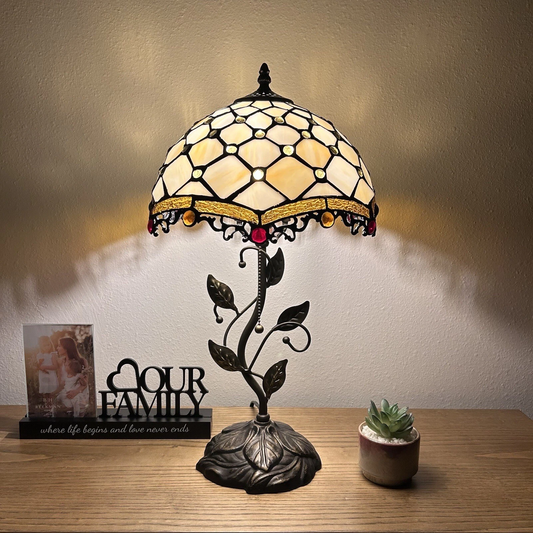 Tiffany-Style Stained Glass Table Lamp | Vintage Bedside Lamp for Home Decor | Handmade Stained Glass Lighting for Living Room & Bedroom