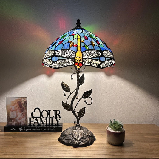 Tiffany-Style Stained Glass Table Lamp | Vintage Bedside Lamp for Home Decor | Handmade Stained Glass Lighting for Living Room & Bedroom