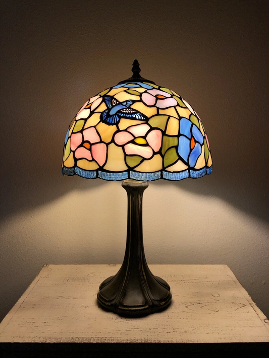 Tiffany-Style Stained Glass Table Lamp | Vintage Bedside Lamp for Home Decor | Handmade Stained Glass Lighting for Living Room & Bedroom