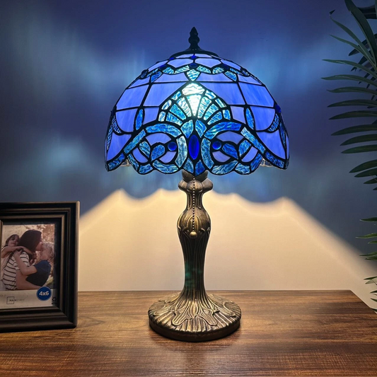 Tiffany-Style Stained Glass Table Lamp | Vintage Bedside Lamp for Home Decor | Handmade Stained Glass Lighting for Living Room & Bedroom