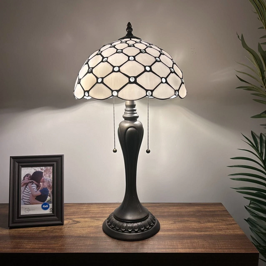 Tiffany-Style Stained Glass Table Lamp | Vintage Bedside Lamp for Home Decor | Handmade Stained Glass Lighting for Living Room & Bedroom
