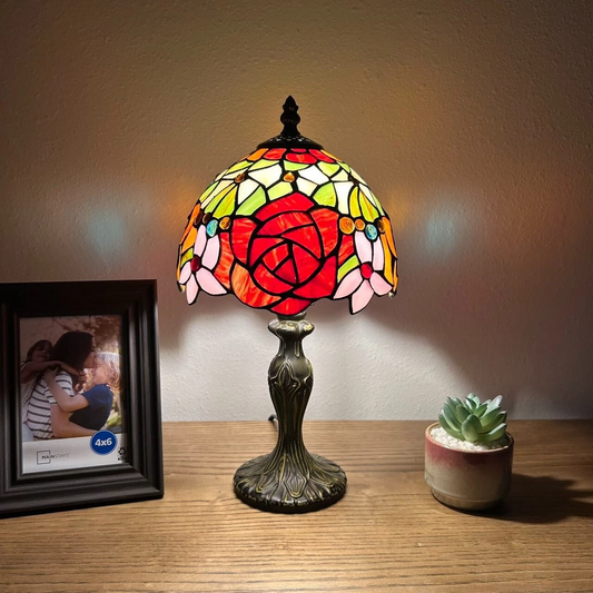 Tiffany-Style Stained Glass Table Lamp | Vintage Bedside Lamp for Home Decor | Handmade Stained Glass Lighting for Living Room & Bedroom