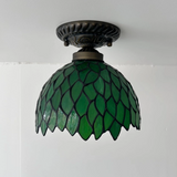 Tiffany-Style Stained Glass Ceiling Light – Colorful Mosaic Flush Mount Lamp for Hallway, Bedroom & Living Room