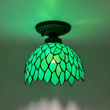 Tiffany-Style Stained Glass Ceiling Light – Colorful Mosaic Flush Mount Lamp for Hallway, Bedroom & Living Room
