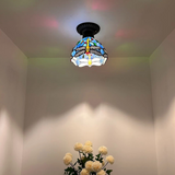 Tiffany-Style Stained Glass Ceiling Light – Colorful Mosaic Flush Mount Lamp for Hallway, Bedroom & Living Room
