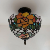 Tiffany-Style Stained Glass Ceiling Light – Colorful Mosaic Flush Mount Lamp for Hallway, Bedroom & Living Room