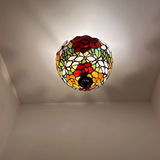 Tiffany-Style Stained Glass Ceiling Light – Colorful Mosaic Flush Mount Lamp for Hallway, Bedroom & Living Room