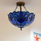 Tiffany-Style Stained Glass Ceiling Light – Colorful Mosaic Flush Mount Lamp for Hallway, Bedroom & Living Room