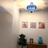 Tiffany-Style Stained Glass Ceiling Light – Colorful Mosaic Flush Mount Lamp for Hallway, Bedroom & Living Room