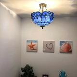 Tiffany-Style Stained Glass Ceiling Light – Colorful Mosaic Flush Mount Lamp for Hallway, Bedroom & Living Room