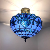 Tiffany-Style Stained Glass Ceiling Light – Colorful Mosaic Flush Mount Lamp for Hallway, Bedroom & Living Room