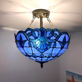 Tiffany-Style Stained Glass Ceiling Light – Colorful Mosaic Flush Mount Lamp for Hallway, Bedroom & Living Room