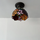 Tiffany-Style Stained Glass Ceiling Light – Colorful Mosaic Flush Mount Lamp for Hallway, Bedroom & Living Room