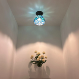 Tiffany-Style Stained Glass Ceiling Light – Colorful Mosaic Flush Mount Lamp for Hallway, Bedroom & Living Room