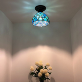 Tiffany-Style Stained Glass Ceiling Light – Colorful Mosaic Flush Mount Lamp for Hallway, Bedroom & Living Room