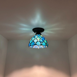 Tiffany-Style Stained Glass Ceiling Light – Colorful Mosaic Flush Mount Lamp for Hallway, Bedroom & Living Room