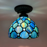 Tiffany-Style Stained Glass Ceiling Light – Colorful Mosaic Flush Mount Lamp for Hallway, Bedroom & Living Room