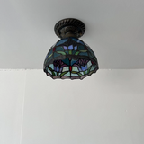 Tiffany-Style Stained Glass Ceiling Light – Colorful Mosaic Flush Mount Lamp for Hallway, Bedroom & Living Room
