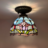 Tiffany-Style Stained Glass Ceiling Light – Colorful Mosaic Flush Mount Lamp for Hallway, Bedroom & Living Room
