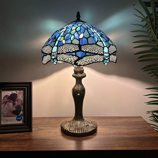 Tiffany-Style Stained Glass Table Lamp | Vintage Bedside Lamp for Home Decor | Handmade Stained Glass Lighting for Living Room & Bedroom
