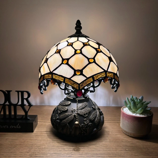 Tiffany-Style Stained Glass Table Lamp | Vintage Bedside Lamp for Home Decor | Handmade Stained Glass Lighting for Living Room & Bedroom