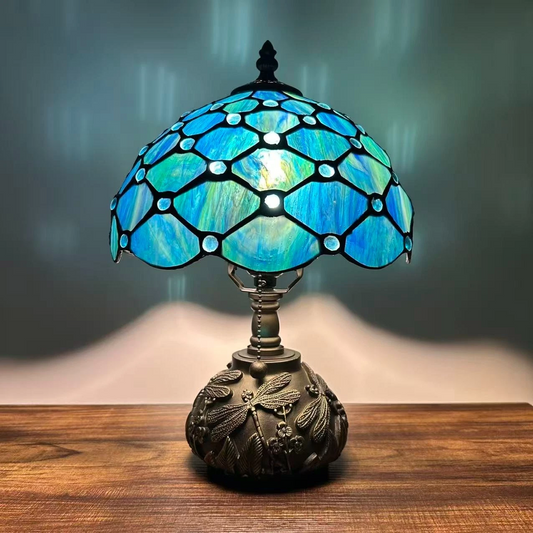 Tiffany-Style Stained Glass Table Lamp | Vintage Bedside Lamp for Home Decor | Handmade Stained Glass Lighting for Living Room & Bedroom
