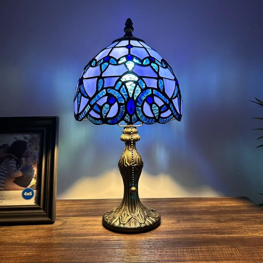 Tiffany-Style Stained Glass Table Lamp | Vintage Bedside Lamp for Home Decor | Handmade Stained Glass Lighting for Living Room & Bedroom