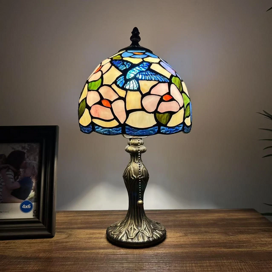 Tiffany-Style Stained Glass Table Lamp | Vintage Bedside Lamp for Home Decor | Handmade Stained Glass Lighting for Living Room & Bedroom