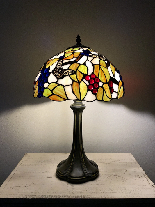 Tiffany-Style Stained Glass Table Lamp | Vintage Bedside Lamp for Home Decor | Handmade Stained Glass Lighting for Living Room & Bedroom