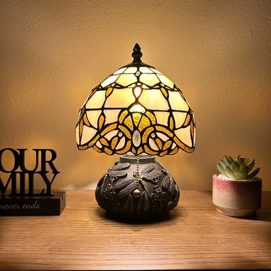 Tiffany-Style Stained Glass Table Lamp | Vintage Bedside Lamp for Home Decor | Handmade Stained Glass Lighting for Living Room & Bedroom