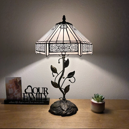 Tiffany-Style Stained Glass Table Lamp | Vintage Bedside Lamp for Home Decor | Handmade Stained Glass Lighting for Living Room & Bedroom