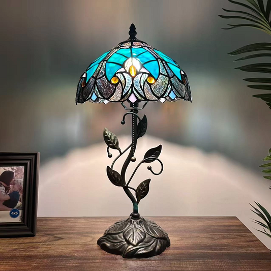 Tiffany-Style Stained Glass Table Lamp | Vintage Bedside Lamp for Home Decor | Handmade Stained Glass Lighting for Living Room & Bedroom