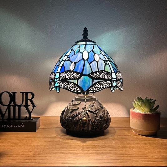 Tiffany-Style Stained Glass Table Lamp | Vintage Bedside Lamp for Home Decor | Handmade Stained Glass Lighting for Living Room & Bedroom