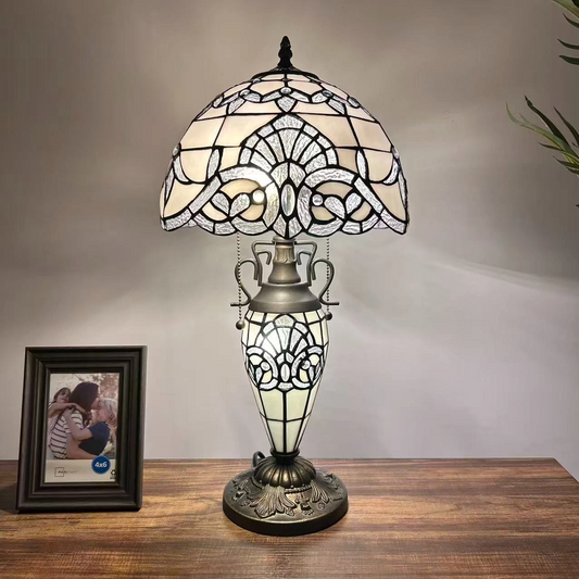 Tiffany-Style Stained Glass Table Lamp | Vintage Bedside Lamp for Home Decor | Handmade Stained Glass Lighting for Living Room & Bedroom