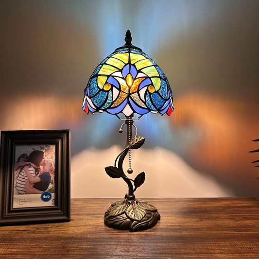 Tiffany-Style Stained Glass Table Lamp | Vintage Bedside Lamp for Home Decor | Handmade Stained Glass Lighting for Living Room & Bedroom