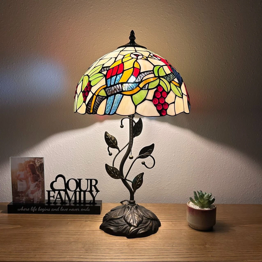 Tiffany-Style Stained Glass Table Lamp | Vintage Bedside Lamp for Home Decor | Handmade Stained Glass Lighting for Living Room & Bedroom