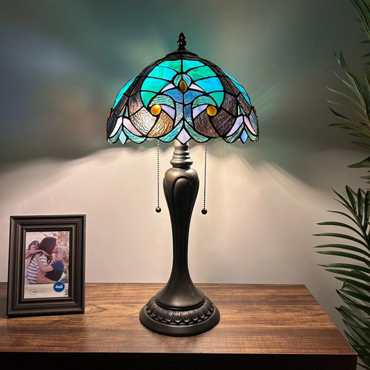 Tiffany-Style Stained Glass Table Lamp | Vintage Bedside Lamp for Home Decor | Handmade Stained Glass Lighting for Living Room & Bedroom