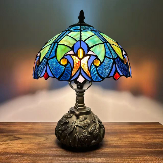 Tiffany-Style Stained Glass Table Lamp | Vintage Bedside Lamp for Home Decor | Handmade Stained Glass Lighting for Living Room & Bedroom