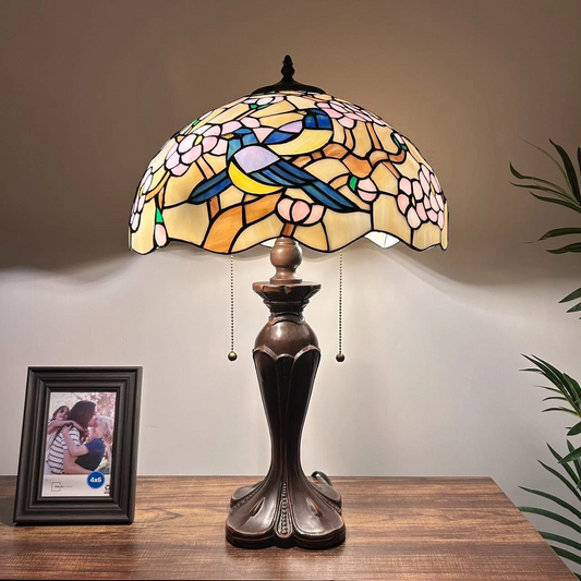 Tiffany-Style Stained Glass Table Lamp | Vintage Bedside Lamp for Home Decor | Handmade Stained Glass Lighting for Living Room & Bedroom