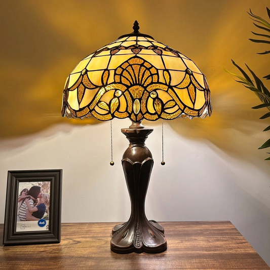 Tiffany-Style Stained Glass Table Lamp | Vintage Bedside Lamp for Home Decor | Handmade Stained Glass Lighting for Living Room & Bedroom