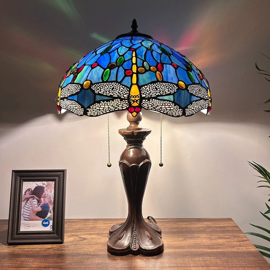 Tiffany-Style Stained Glass Table Lamp | Vintage Bedside Lamp for Home Decor | Handmade Stained Glass Lighting for Living Room & Bedroom