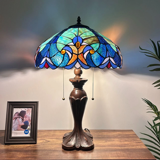 Tiffany-Style Stained Glass Table Lamp | Vintage Bedside Lamp for Home Decor | Handmade Stained Glass Lighting for Living Room & Bedroom