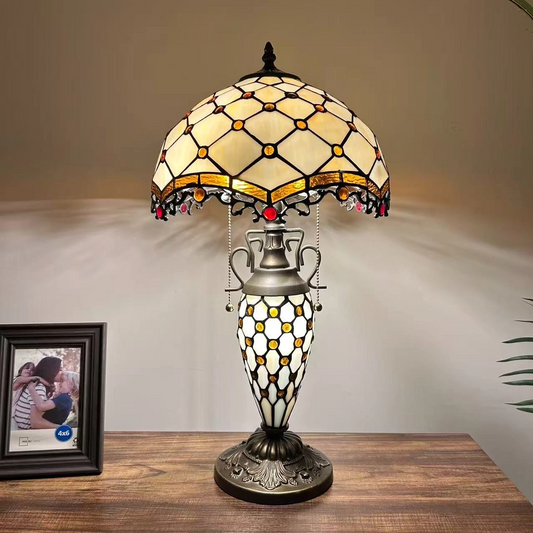 Tiffany-Style Stained Glass Table Lamp | Vintage Bedside Lamp for Home Decor | Handmade Stained Glass Lighting for Living Room & Bedroom